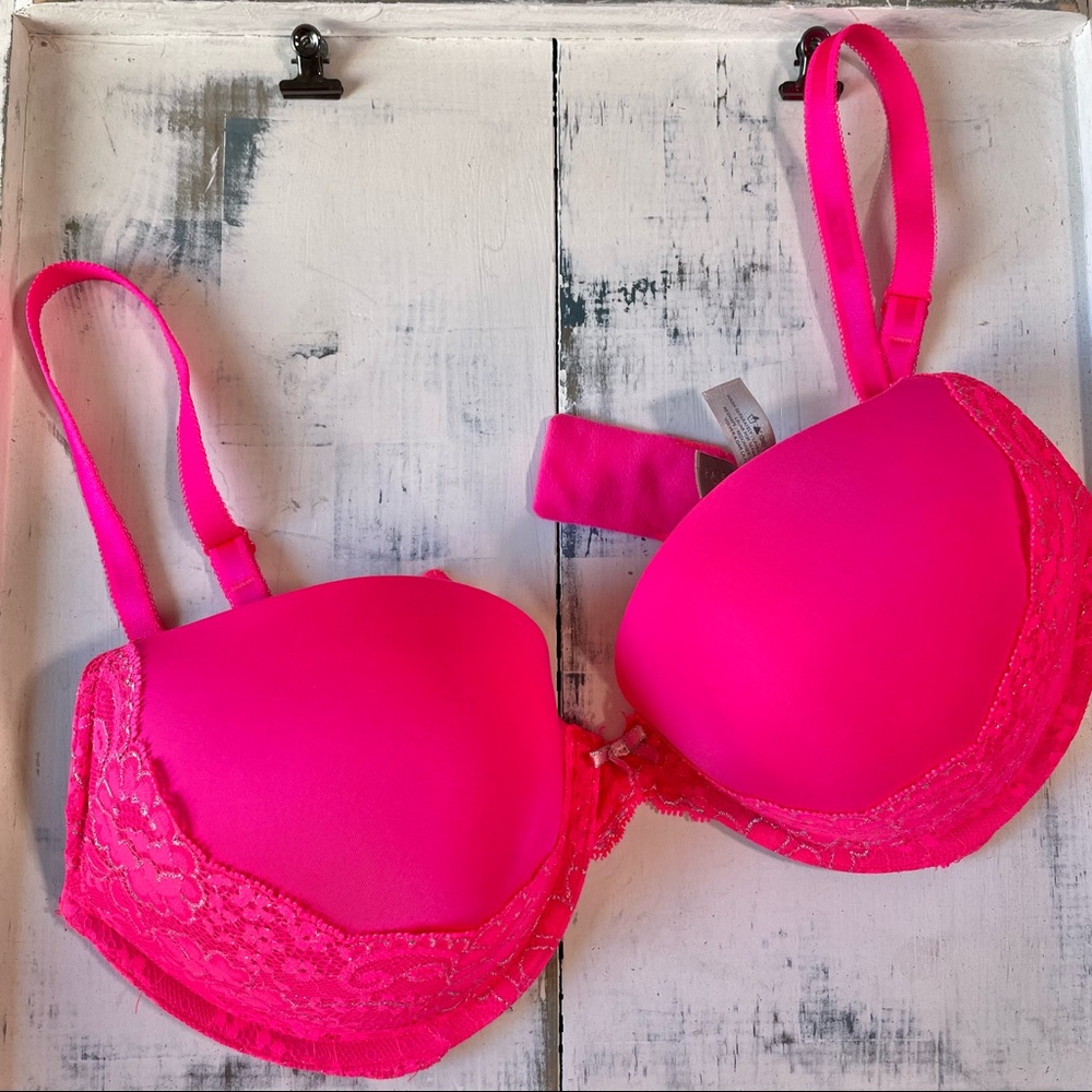 Victoria’s Secret Dream Angels Plunge Bra, Neon Pink - 34D - Picture 8 of 8